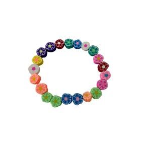 Colorful clay floral bead bracelet